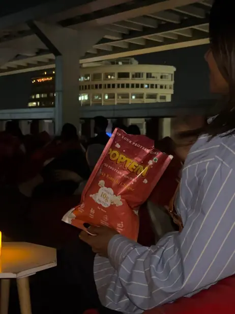 Poptein pack open during a movie night